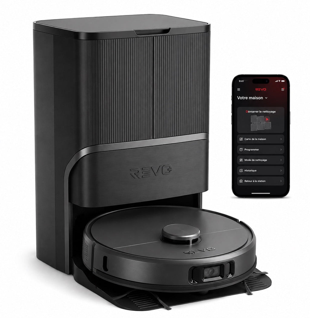Robot aspirateur laveur REVO Apex 25 noir – 25 000 Pa avec station multifonctionnelle et navigation intelligente