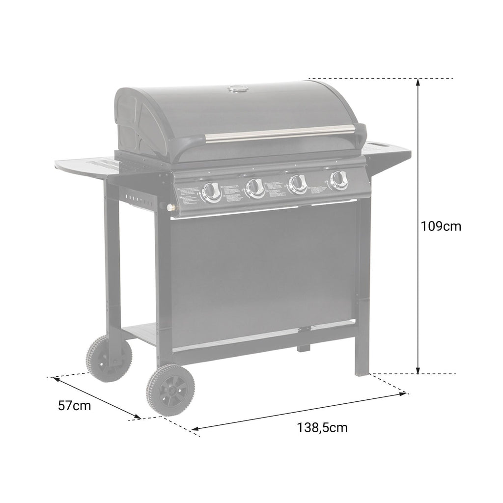 Barbecue au gaz Sorrento - 4 brûleurs avec thermomètre 14kW