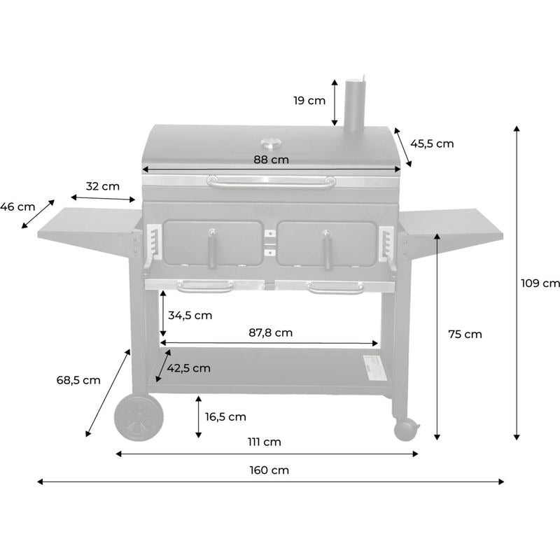 Barbecue Grill Charcoal REVO Seville XL – Smoker – Adjustable Charcoal Tray