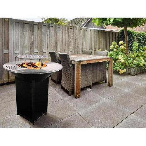 Brasero Barbecue REVO Bilbao – Acier 100 cm – Plancha circulaire – Rangement à bois intégré