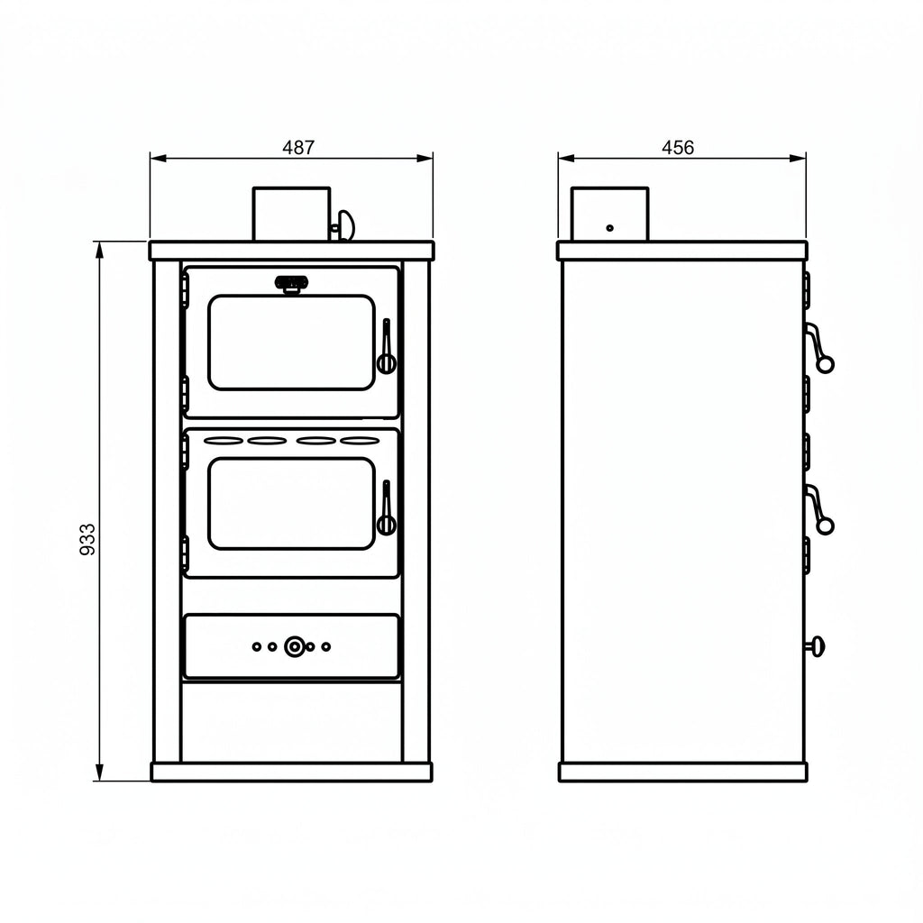 Poêle à bois REVO 12 kW – Four intégré – Sortie supérieure