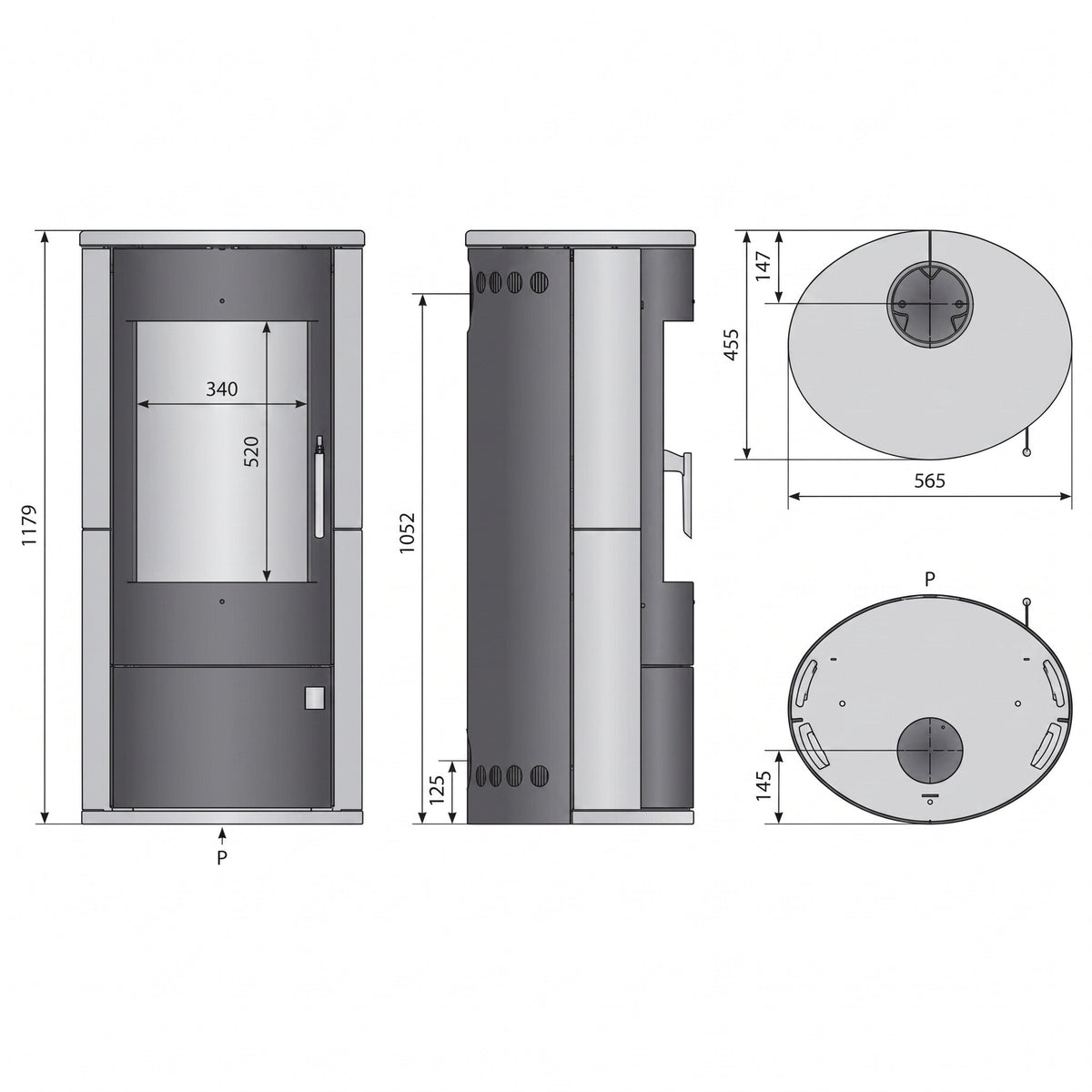 Poêle à bois REVO 7 kW – Acier – Triple combustion – Sortie dessus/arrière