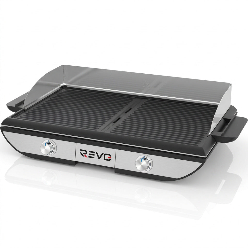 REVO Sitges Electric Griddle & Grill Combination – Dual Cooking Zones – 2300 W