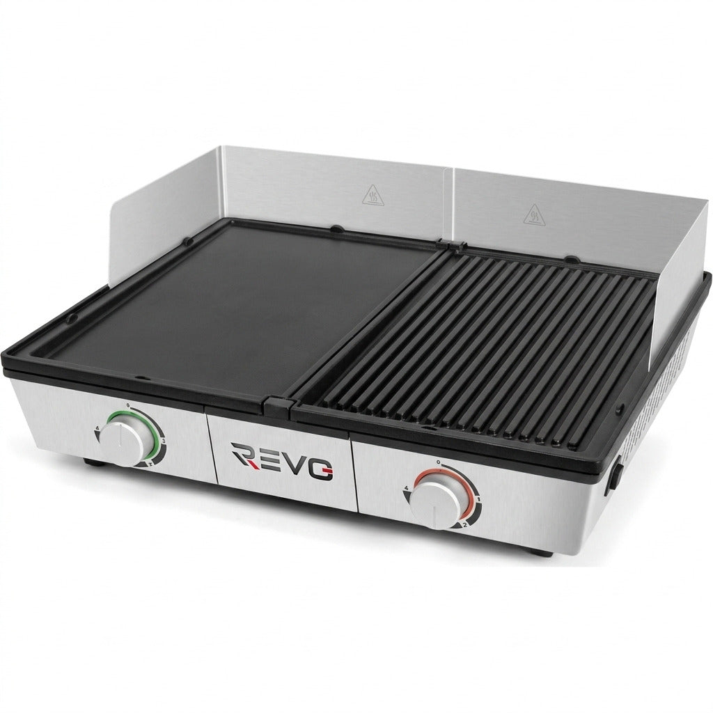 REVO Sitges Electric Griddle & Grill Combination – Dual Cooking Zones – 2300 W