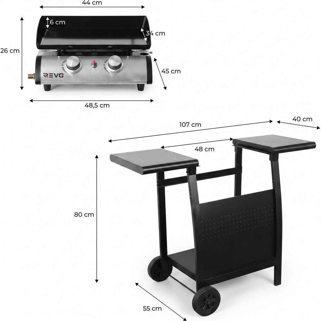 Plancha Gaz REVO Zaragoza – Chariot Inclus – 5 kW