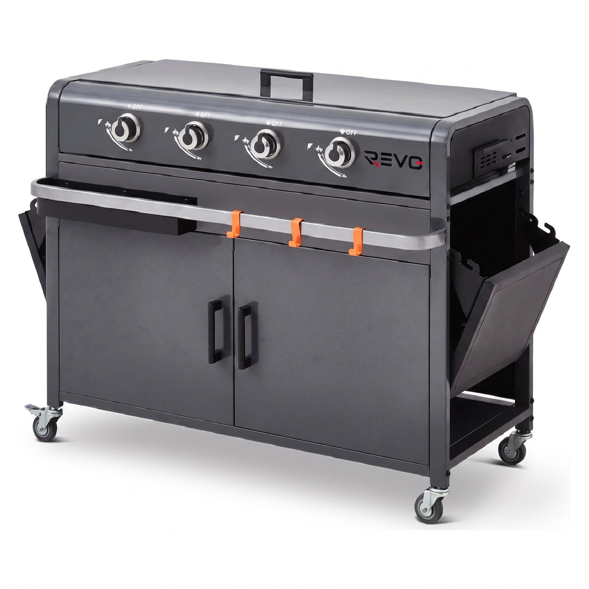 Plancha Gaz REVO Cordoba XL – Plaque Inox – 4 Brûleurs – Chariot Inclus – 9,6 kW