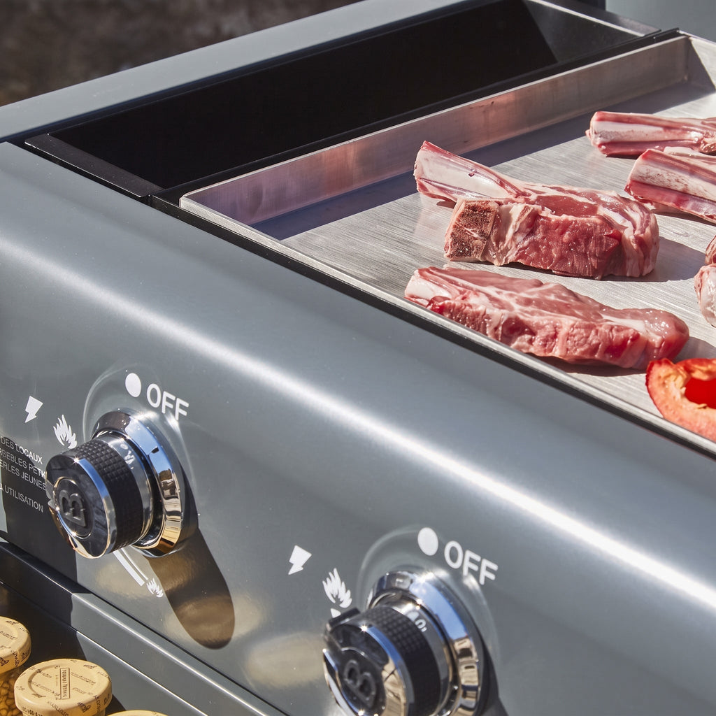 Plancha Gaz REVO Cordoba XL – Plaque Inox – 4 Brûleurs – Chariot Inclus – 9,6 kW