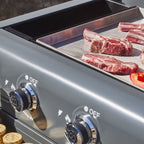 Plancha Gaz REVO Cordoba XL – Plaque Inox – 4 Brûleurs – Chariot Inclus – 9,6 kW