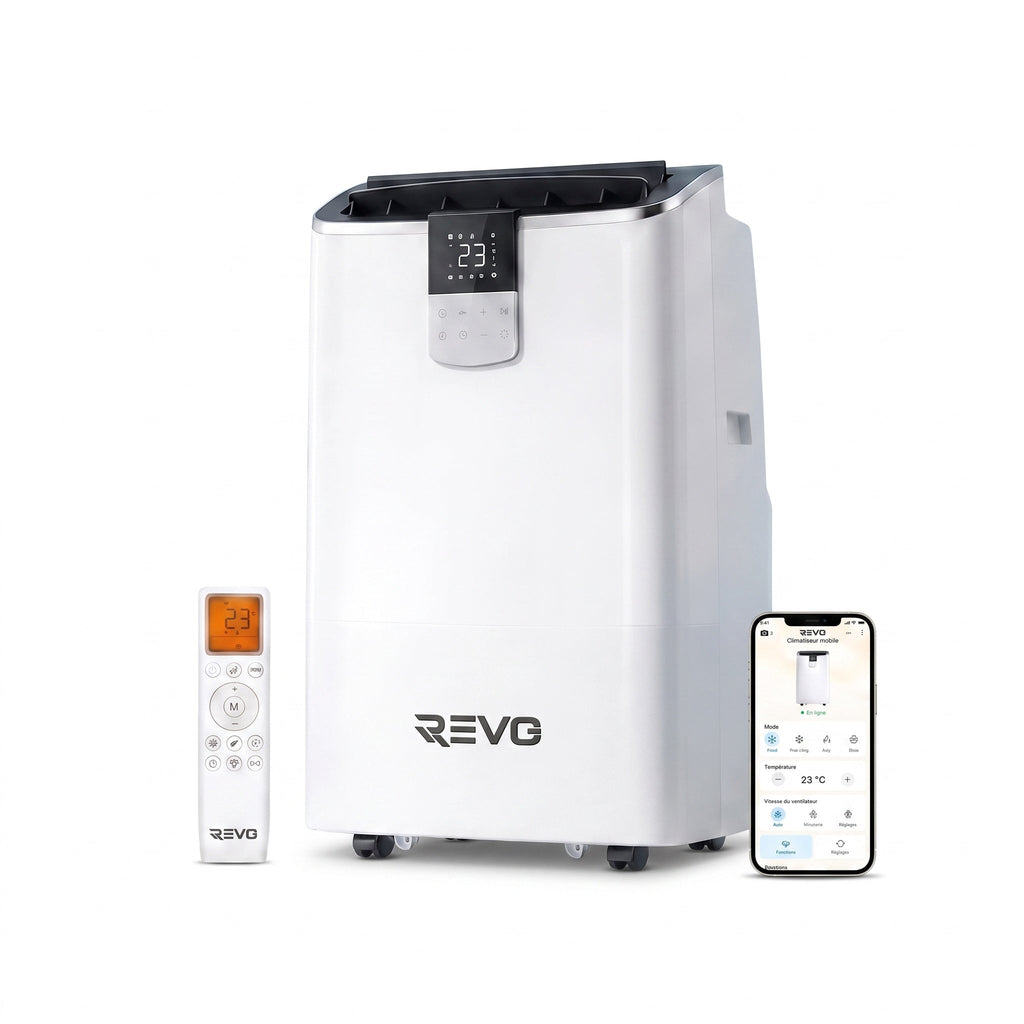 Climatiseur mobile REVO Aero 14 – 14 000 BTU – Wi-Fi – 4-en-1 – 33 m² – Classe A