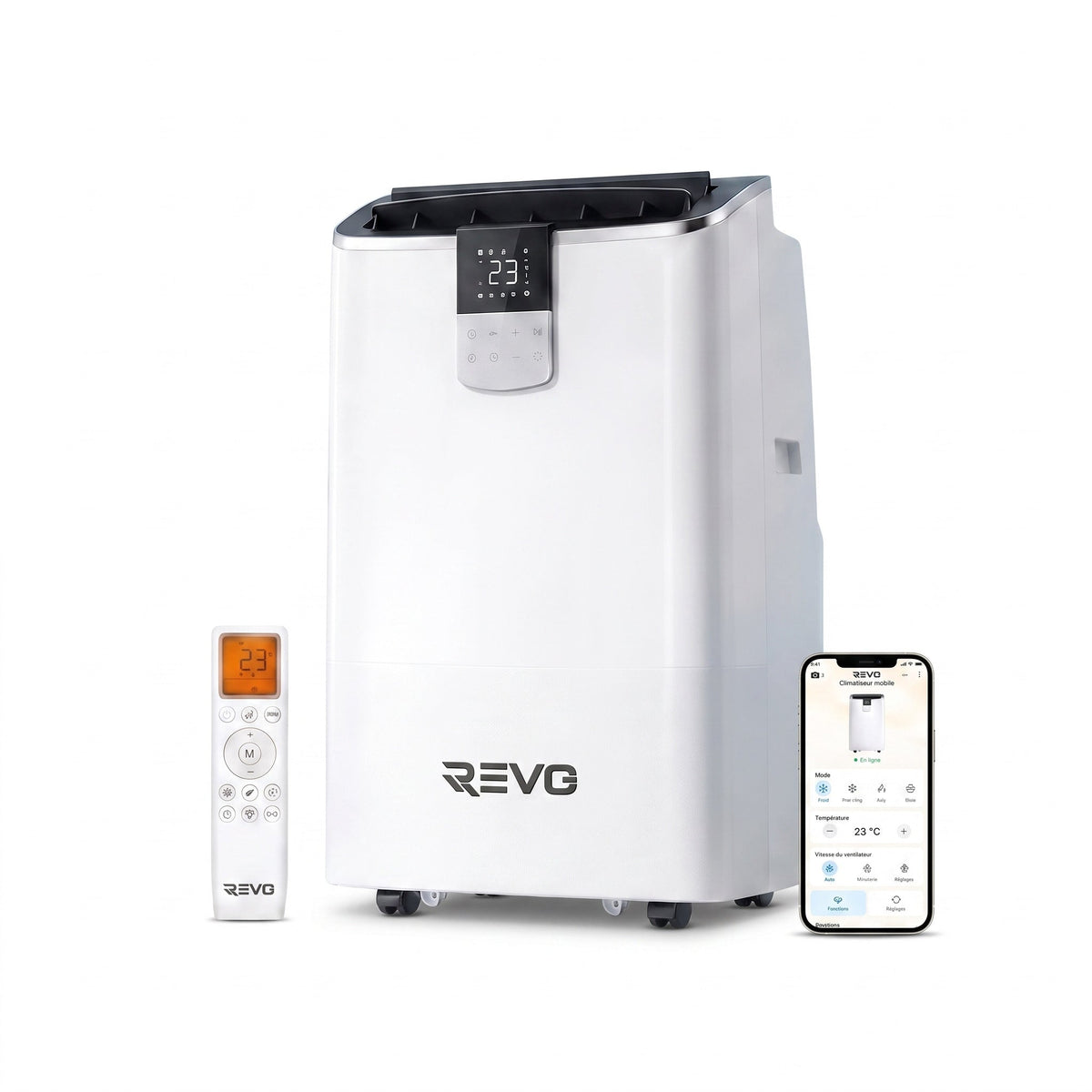 Climatiseur mobile REVO Aero 14 – 14 000 BTU – Wi-Fi – 4-en-1 – 33 m² – Classe A