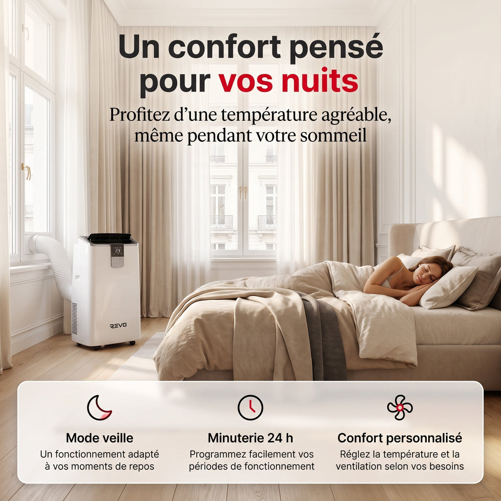 Climatiseur mobile REVO Aero 14 – 14 000 BTU – Wi-Fi – 4-en-1 – 33 m² – Classe A