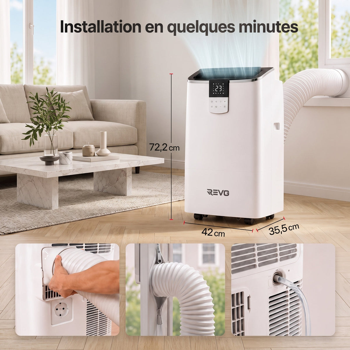 Climatiseur mobile REVO Aero 14 – 14 000 BTU – Wi-Fi – 4-en-1 – 33 m² – Classe A