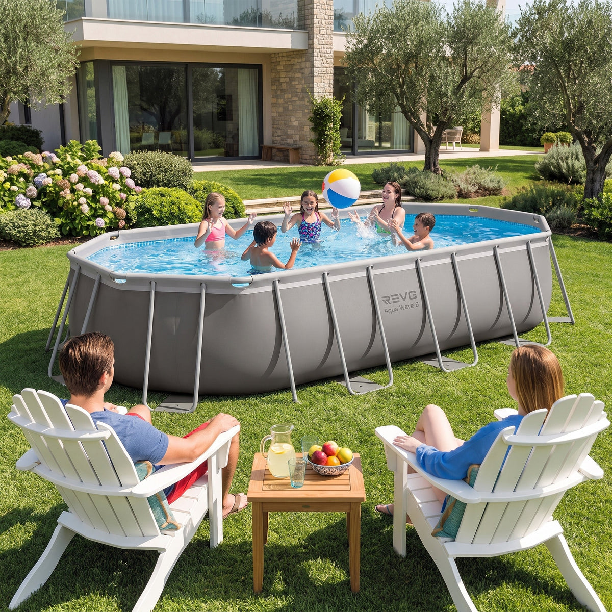 Piscine hors-sol ovale REVO Aqua Wave 6 – 610 × 305 × 122 cm – 18 202 L – Filtration 4 400 L/h – Échelle et bâche incluses