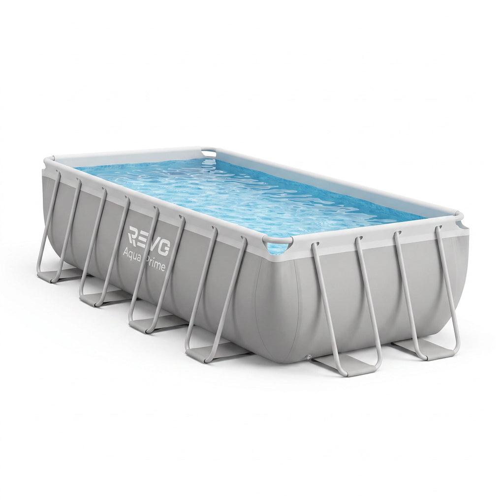 Piscine hors-sol rectangulaire REVO Aqua Prime – 400 × 200 × 122 cm – 8 418 L – Filtration à cartouche