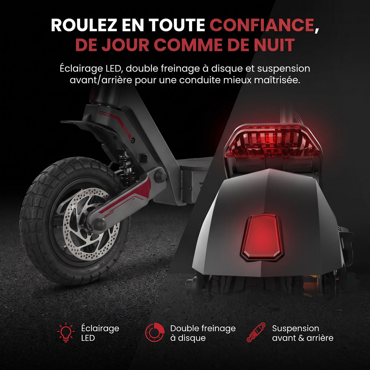 Trottinette électrique REVO Urban X – 800 W – Autonomie 55 km – Pneus 10" – Suspensions AV/AR