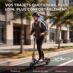 Trottinette électrique REVO Vector – 1100 W max. – Autonomie 70 km – Batterie 48 V 13 Ah – Pneus 10" – Suspension et NFC