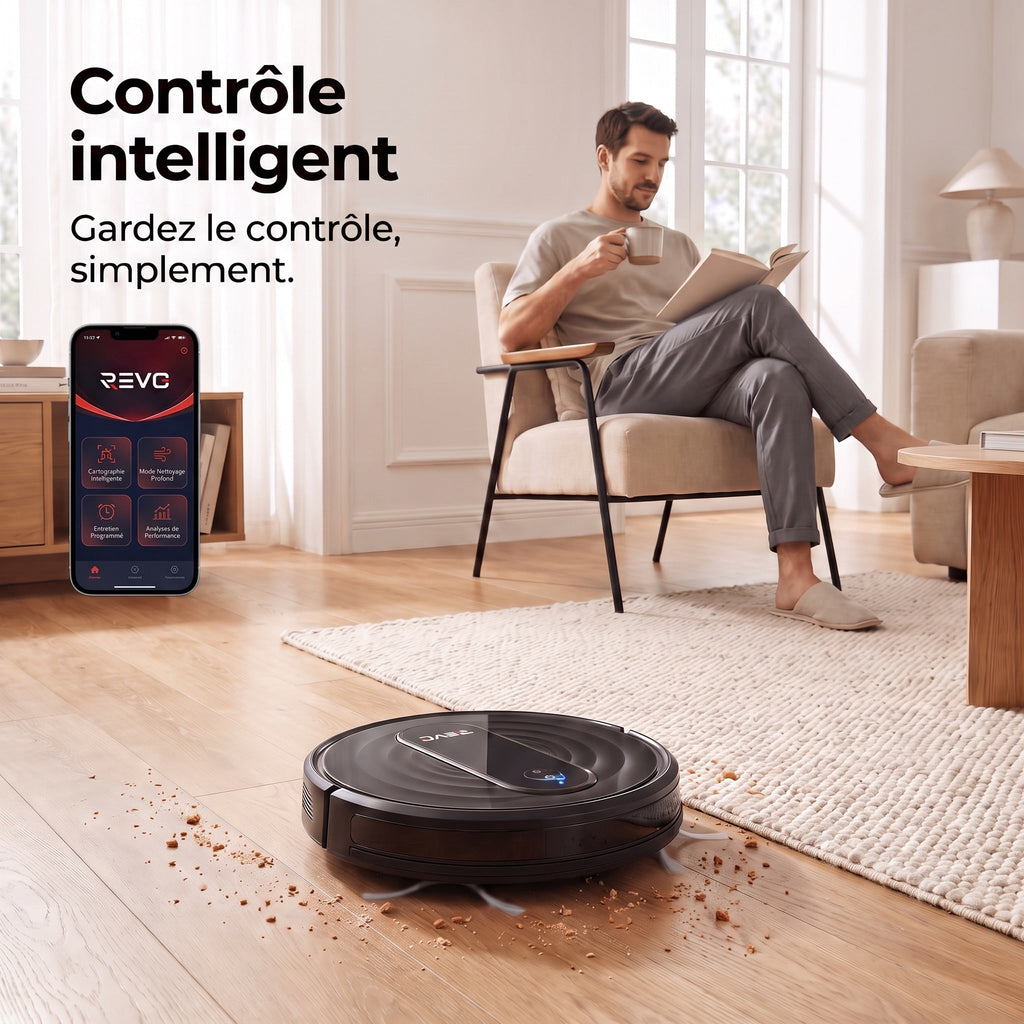 Robot aspirateur laveur REVO G20 Pro – 4 500 Pa – Autonomie jusqu’à 180 min – Contrôle par application