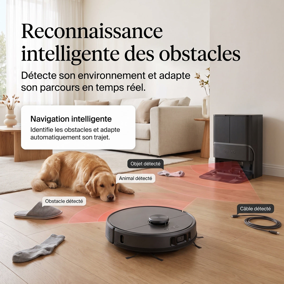 Robot aspirateur laveur REVO Apex 25 noir – 25 000 Pa avec station multifonctionnelle et navigation intelligente