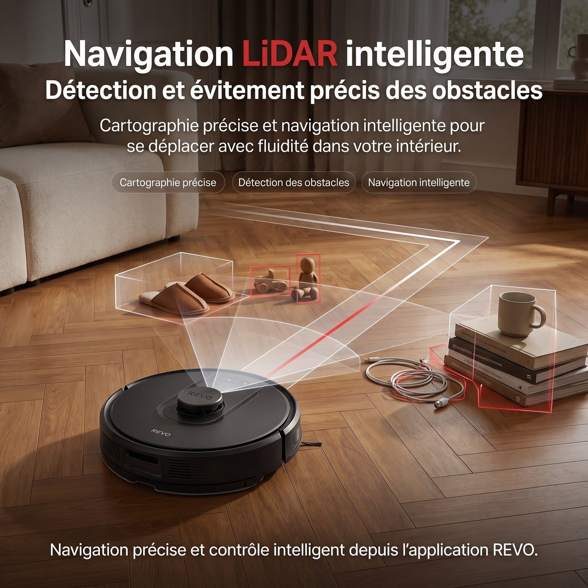 Robot aspirateur laveur REVO Orbit 18 – 18 000 Pa avec station sans sac 4 L & navigation LiDAR