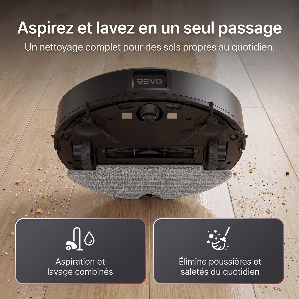 Robot Aspirateur Laveur REVO Vector 15 – 15 000 Pa avec station de vidage automatique et navigation LiDAR
