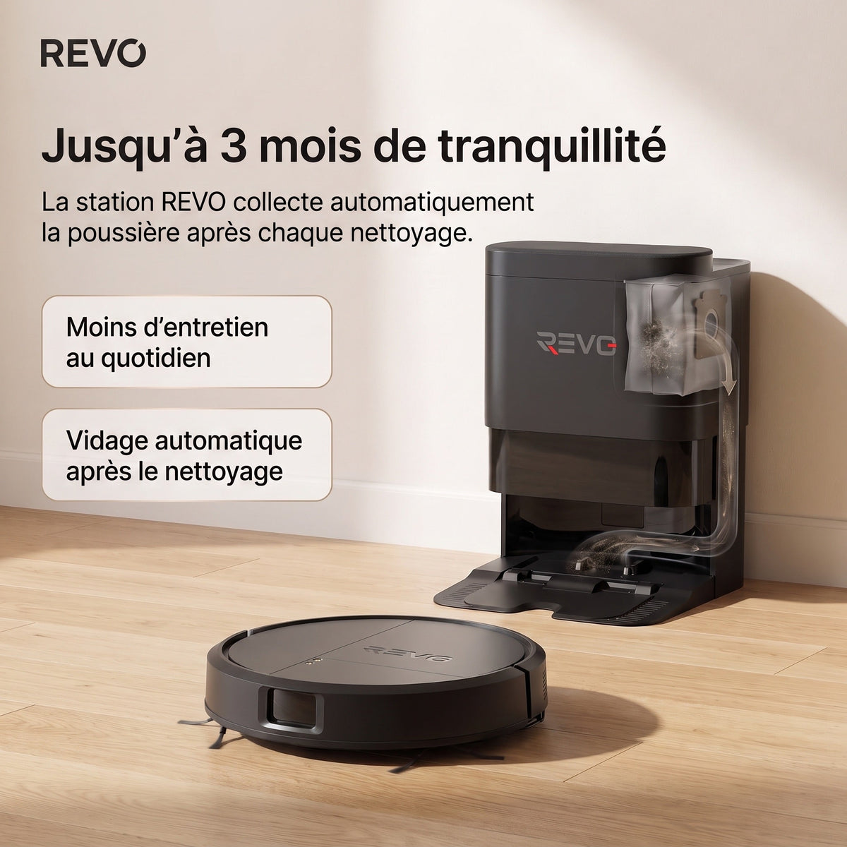 Robot Aspirateur Laveur REVO Vector 15 – 15 000 Pa avec station de vidage automatique et navigation LiDAR