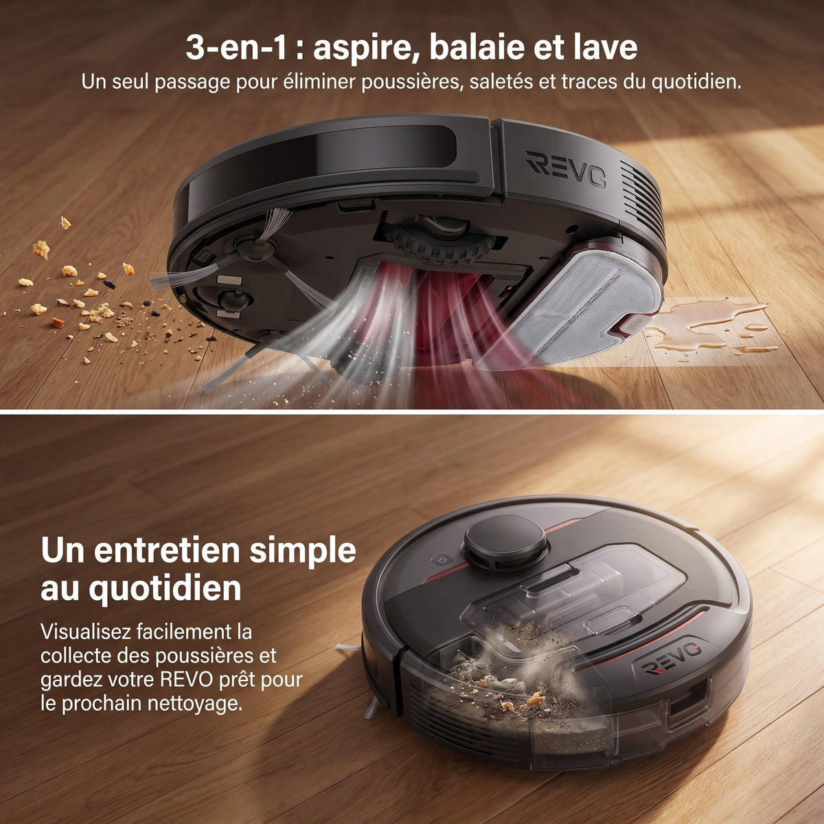 Robot Aspirateur REVO Vector 5 – Laveur 3-en-1 5 000 Pa avec navigation intelligente et contrôle connecté