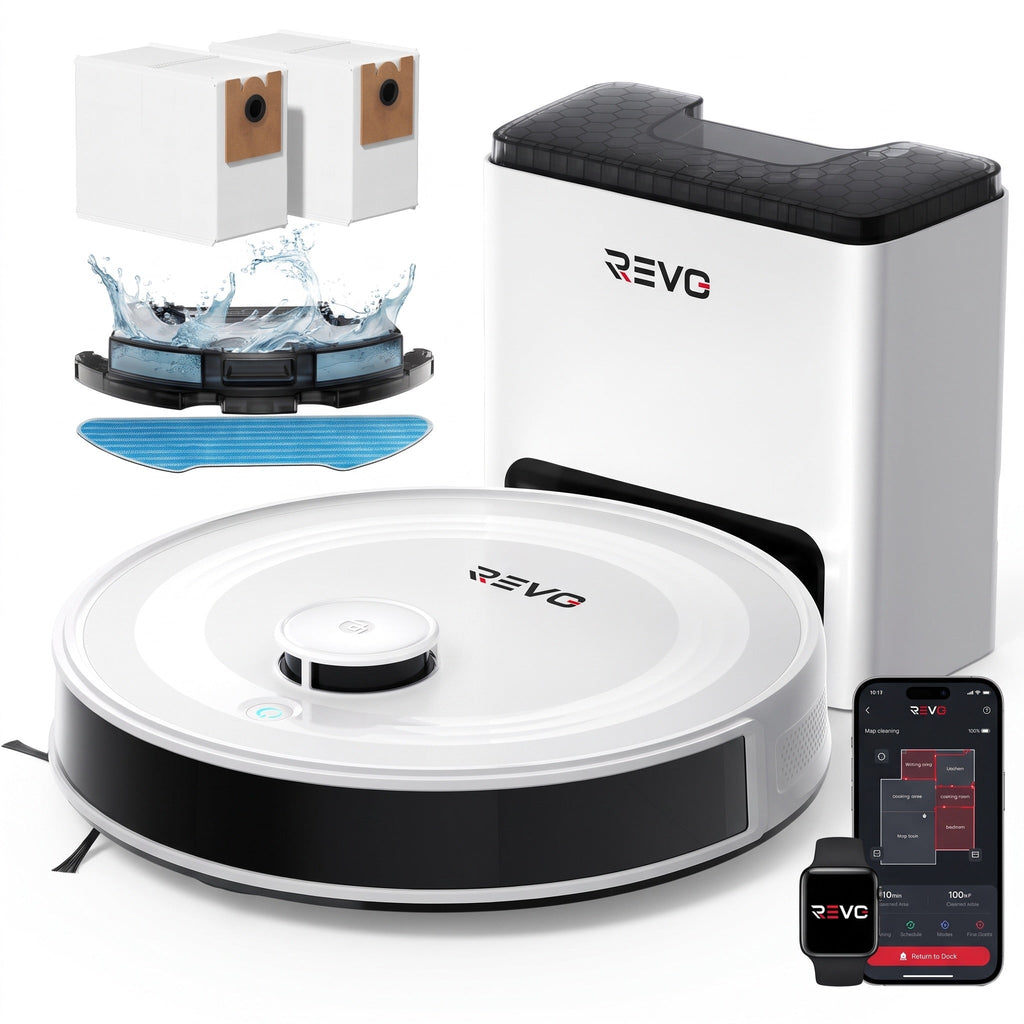 Robot aspirateur et laveur 3-en-1 REVO Aero 6 – 6 000 Pa avec station de vidage automatique