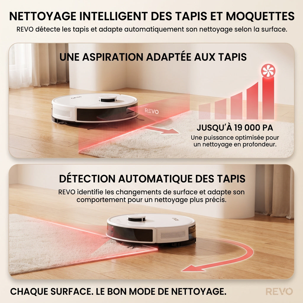 Robot aspirateur et laveur 3-en-1 REVO Aero 6 – 6 000 Pa avec station de vidage automatique
