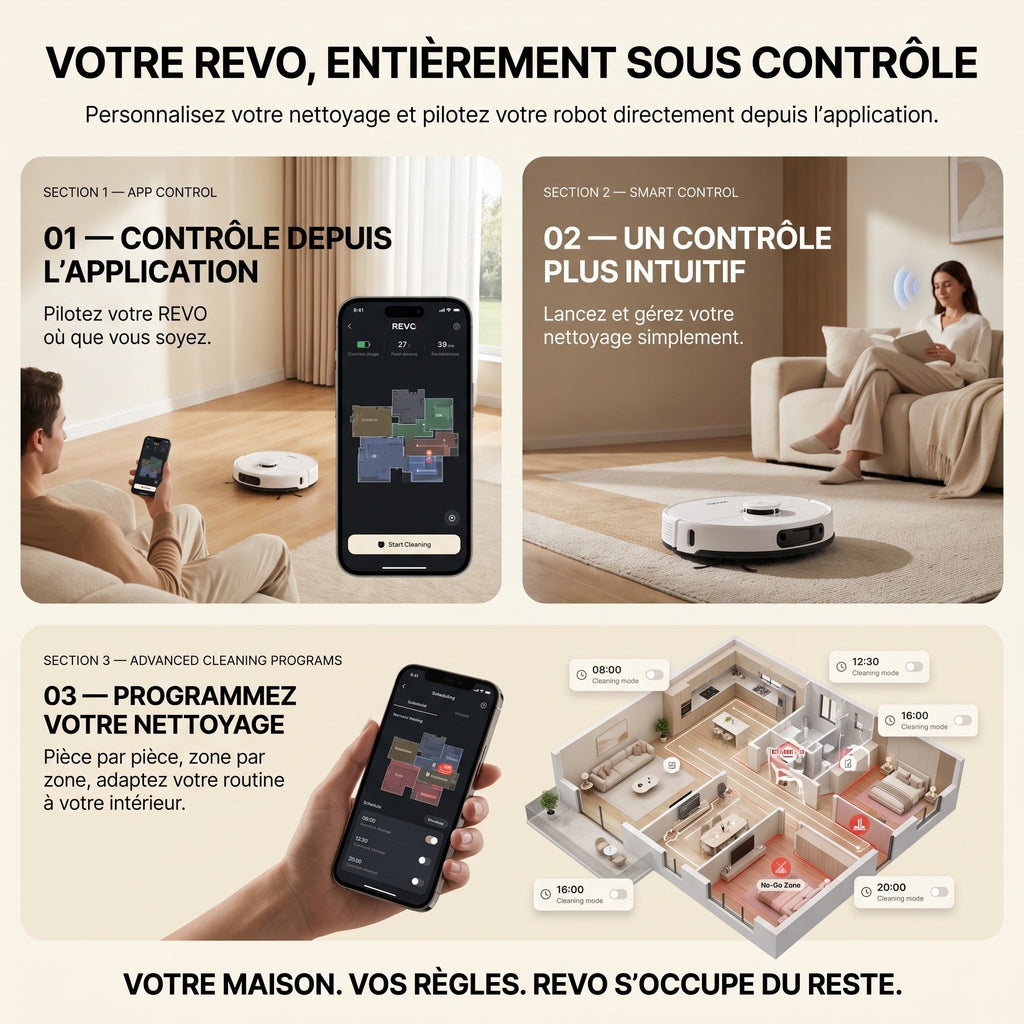 Robot aspirateur et laveur 3-en-1 REVO Aero 6 – 6 000 Pa avec station de vidage automatique