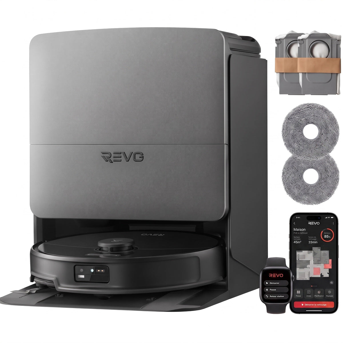 Robot aspirateur laveur REVO S20 Ultra – 36 000 Pa – Navigation 3D – Station automatique