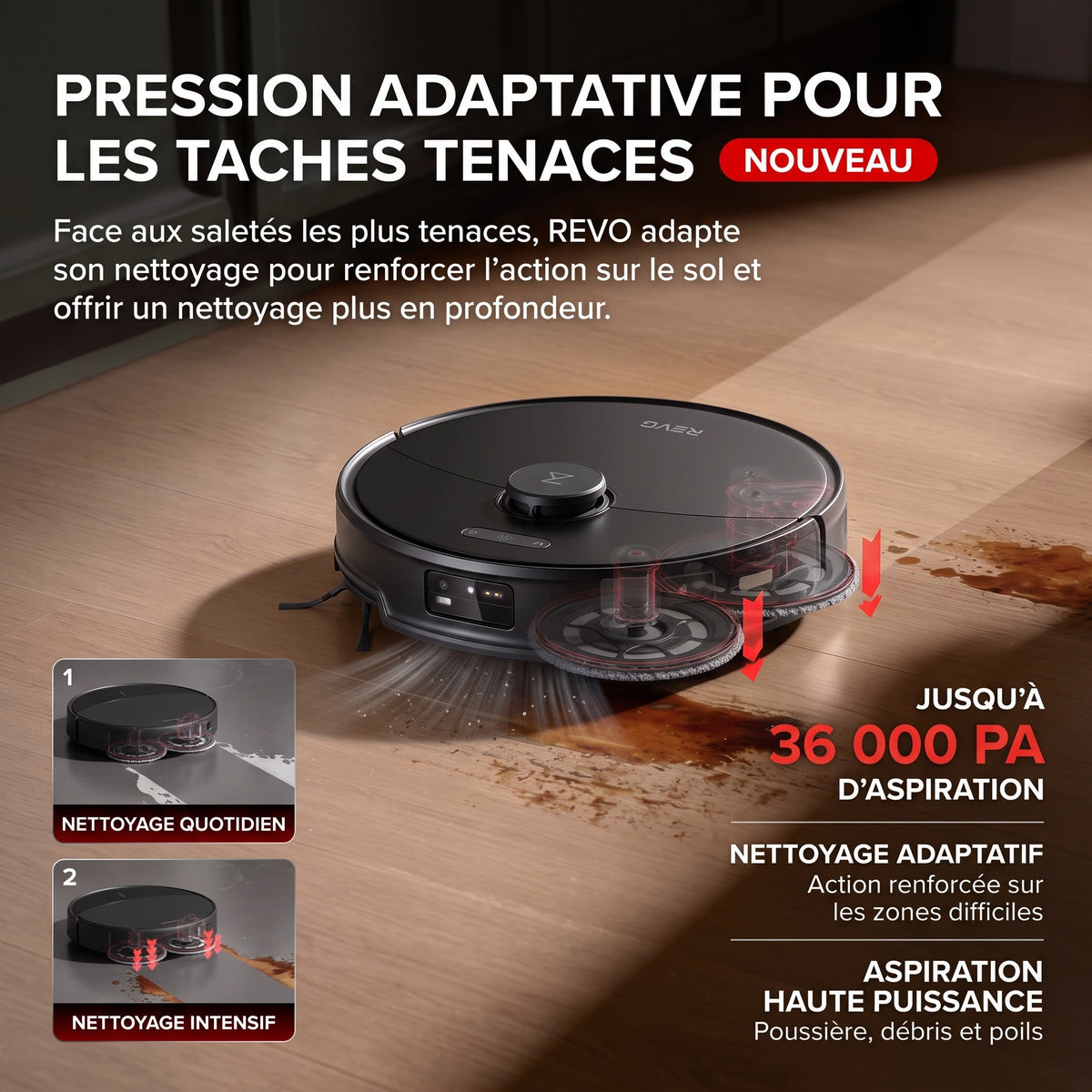 Robot aspirateur laveur REVO S20 Ultra – 36 000 Pa – Navigation 3D – Station automatique