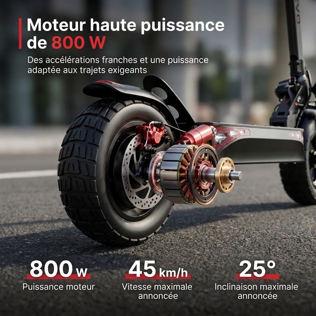 Trottinette électrique REVO Titan 800 – 800 W – Autonomie 45 km – Batterie 48 V 15 Ah – Pneus tout-terrain 10 po