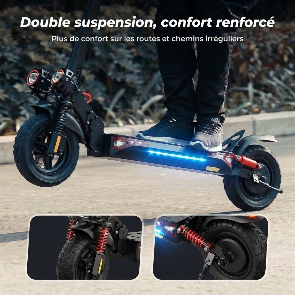 Trottinette électrique REVO Titan 800 – 800 W – Autonomie 45 km – Batterie 48 V 15 Ah – Pneus tout-terrain 10 po