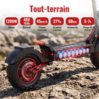 Trottinette électrique REVO Peak – 1000 W (pic 1200 W) – Autonomie 55 km – Batterie 48V 15Ah – Pneus 11" tout-terrain
