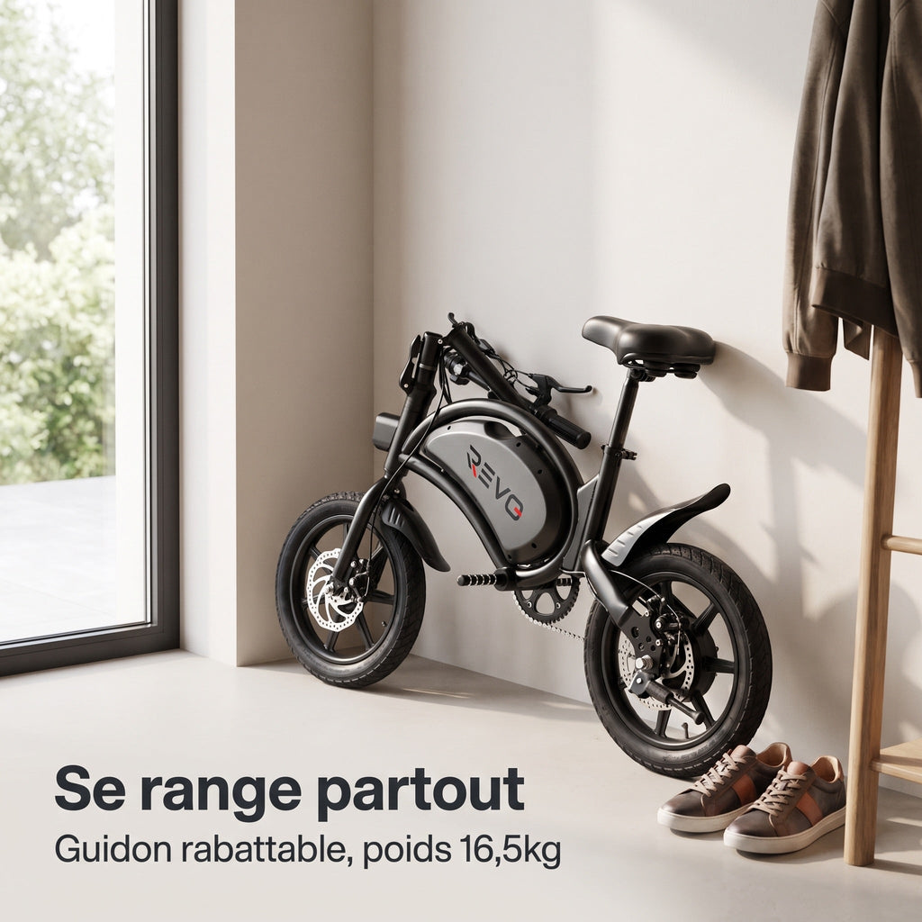 Draisienne Électrique REVO Volt – 350 W – Autonomie 15 à 20 km – Batterie 36V – Pliable – Freins à Disque Avant/Arrière