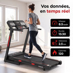 Tapis de course pliable REVO Vita – Moteur 3,0 CV – Vitesse 1 à 14 km/h – Charge 150 kg – Bluetooth