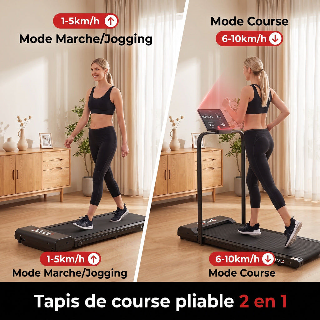 Tapis de course pliable REVO Flexo – 10 km/h – 2 modes (marche/course) – Écran LED