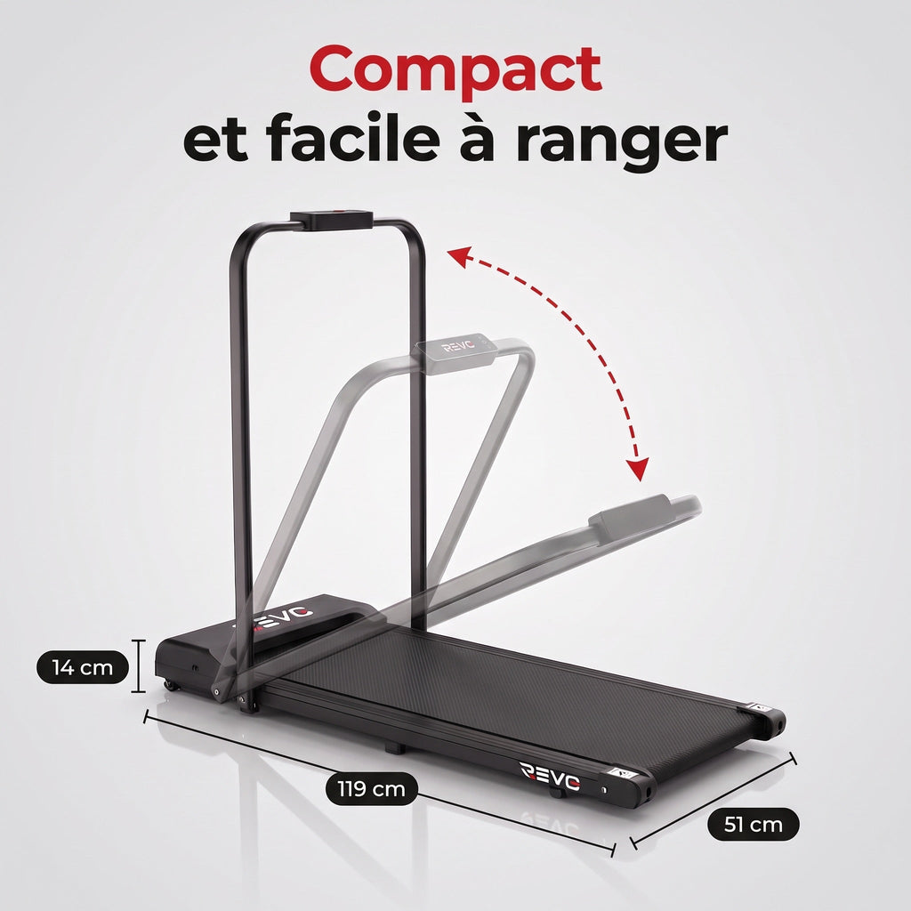 Tapis de course pliable REVO Flexo – 10 km/h – 2 modes (marche/course) – Écran LED