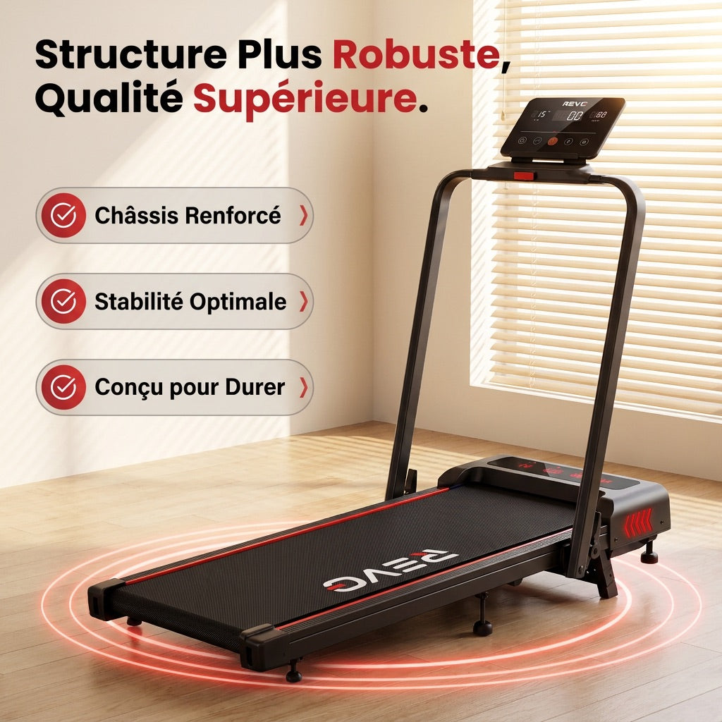 Tapis de course pliable REVO Trail – 12 km/h – 12 programmes HIIT – Écran LED et application connectée
