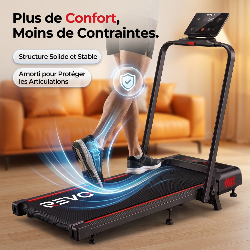 Tapis de course pliable REVO Trail – 12 km/h – 12 programmes HIIT – Écran LED et application connectée