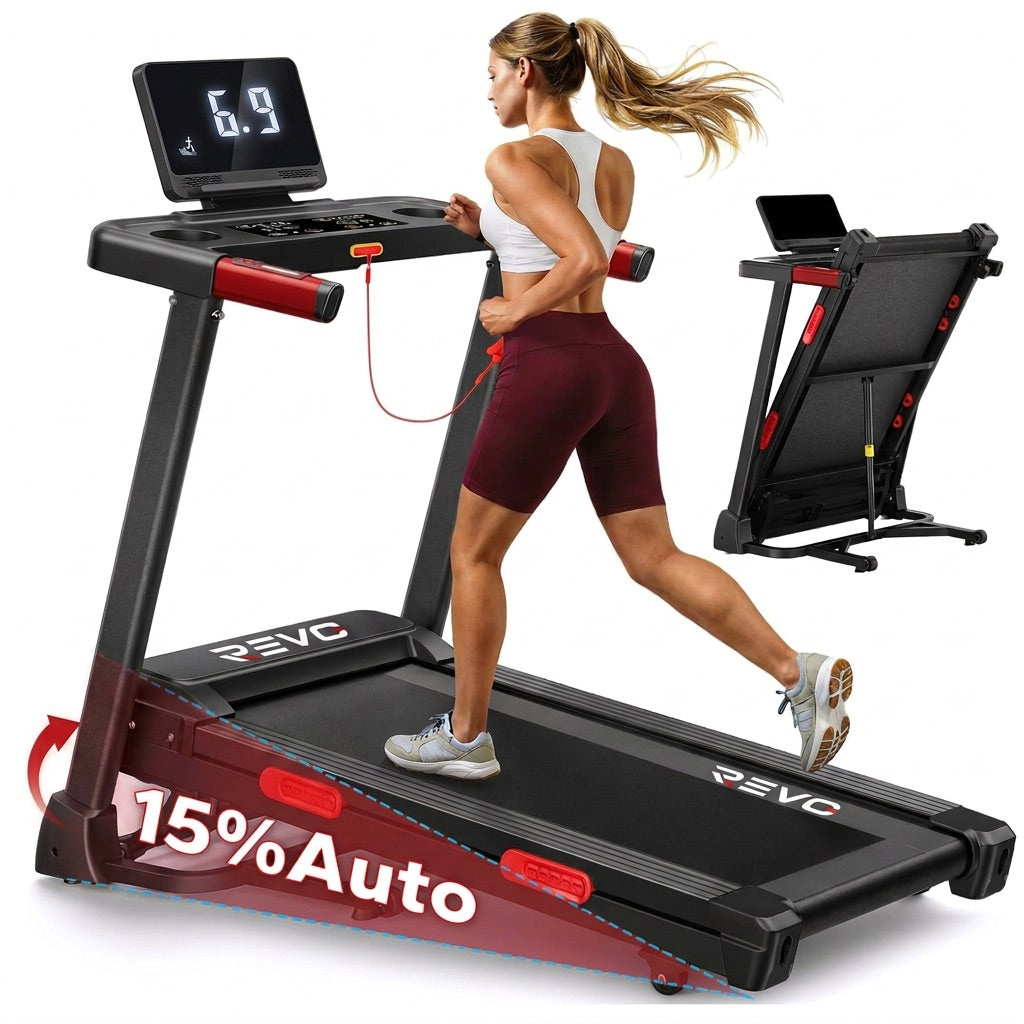REVO Elevate 15 Treadmill - 15% Automatic Incline - 2.5 HP - 12 km/h - Foldable & Connected