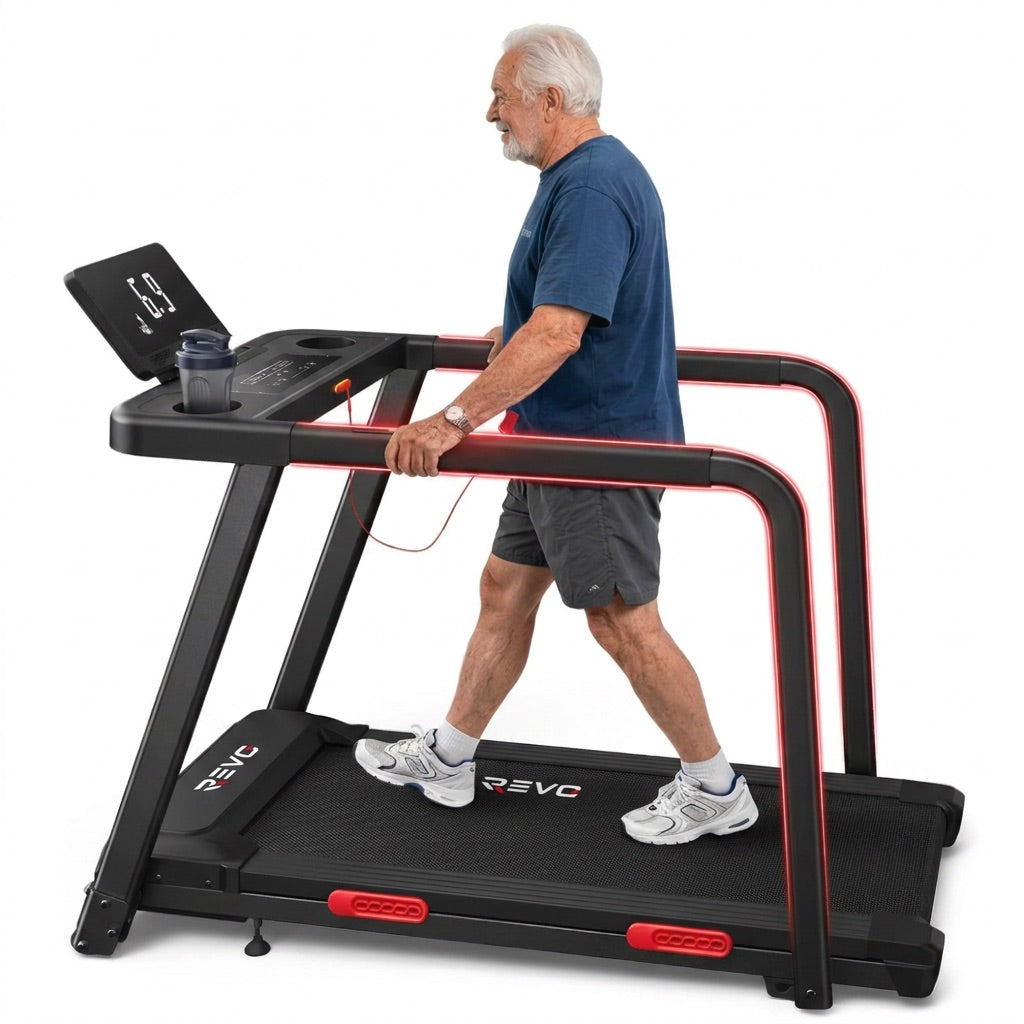 REVO SafeWalk 3 - Treadmill 3.0 HP - 0.8 to 8.5 km/h - Handrails & Heart Rate Monitor