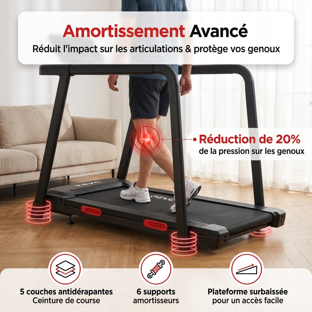 REVO SafeWalk 3 - Treadmill 3.0 HP - 0.8 to 8.5 km/h - Handrails & Heart Rate Monitor