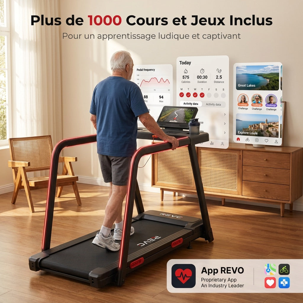 REVO SafeWalk 3 - Treadmill 3.0 HP - 0.8 to 8.5 km/h - Handrails & Heart Rate Monitor
