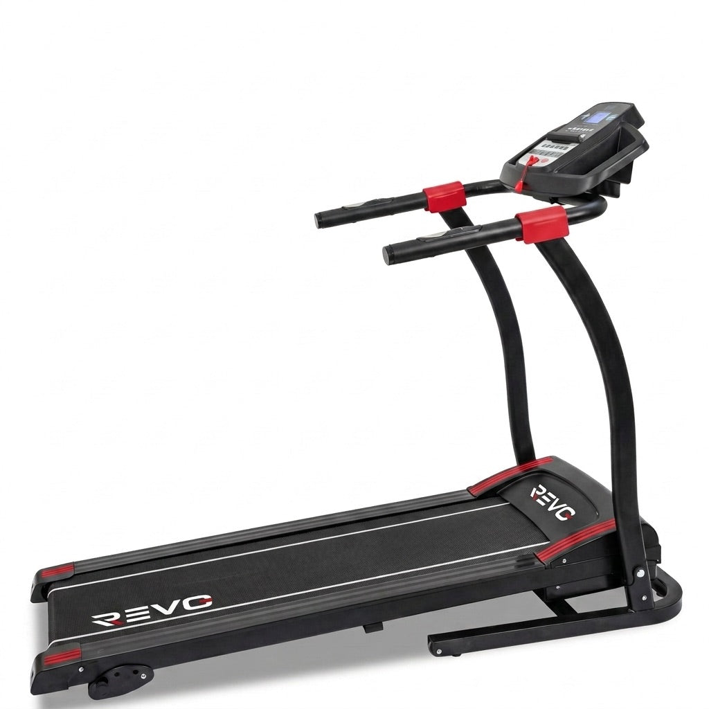 Tapis de course pliable REVO Motion 14 – 0,8 à 14 km/h – 12 programmes – Surface de course 123 × 40 cm – Charge maximale 120 kg