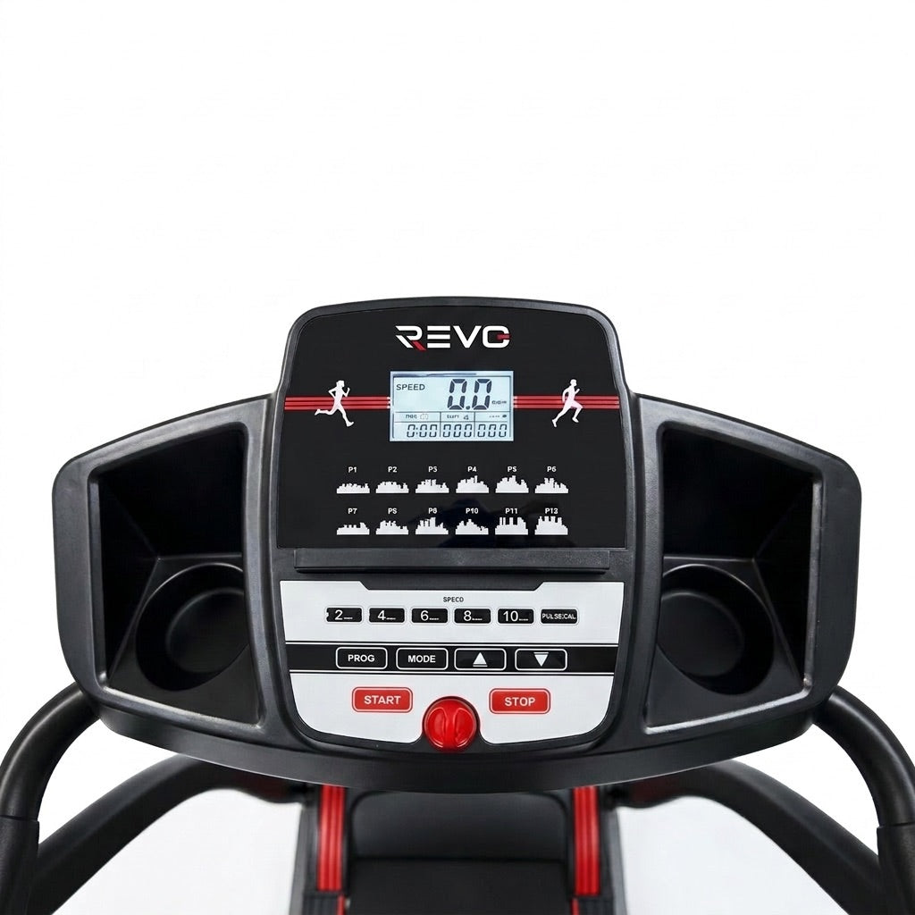 Tapis de course pliable REVO Motion 14 – 0,8 à 14 km/h – 12 programmes – Surface de course 123 × 40 cm – Charge maximale 120 kg