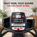 Tapis de course pliable REVO Motion 14 – 0,8 à 14 km/h – 12 programmes – Surface de course 123 × 40 cm – Charge maximale 120 kg