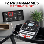 Tapis de course pliable REVO Motion 14 – 0,8 à 14 km/h – 12 programmes – Surface de course 123 × 40 cm – Charge maximale 120 kg