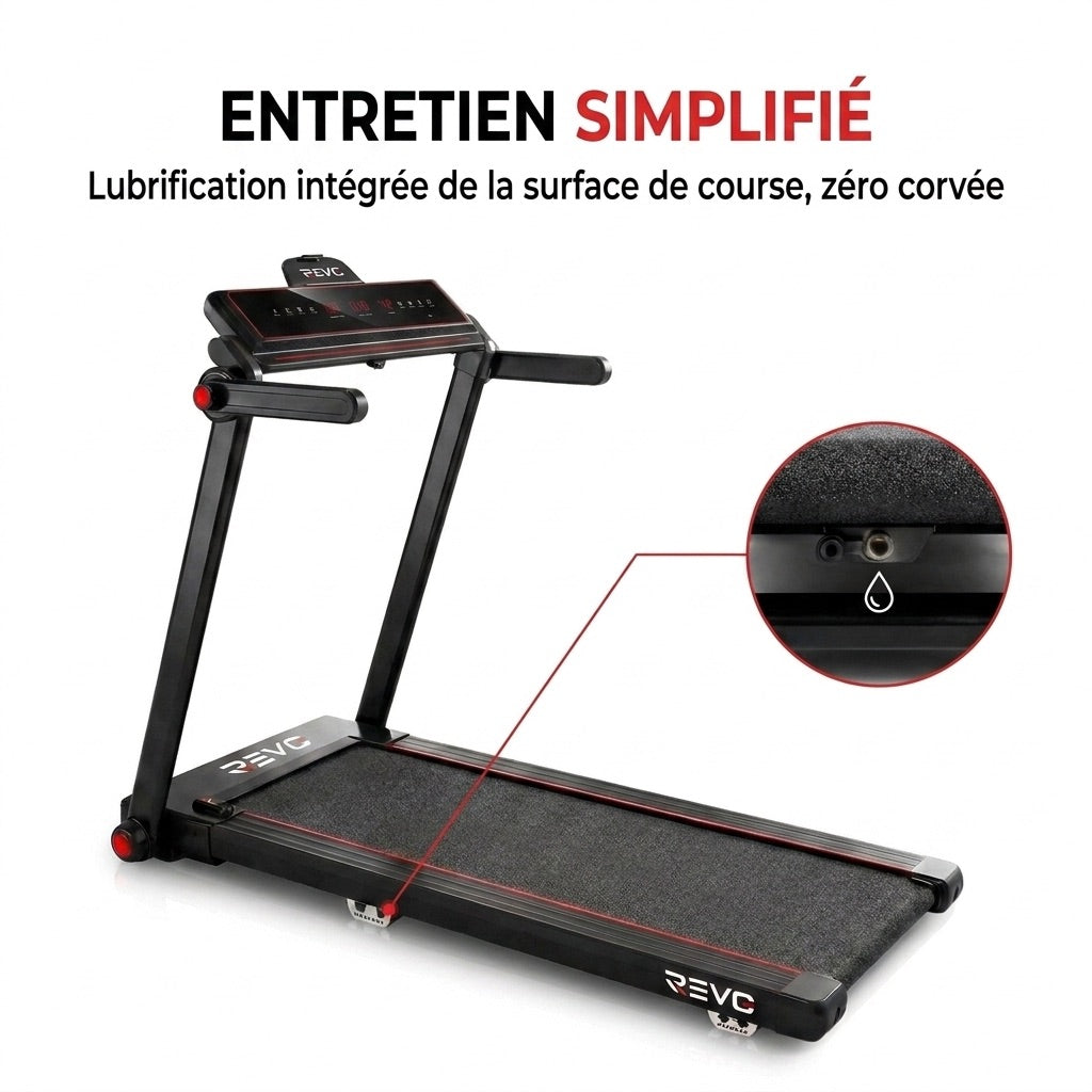 REVO Tempo 16 Folding Treadmill – 1 to 16 km/h – 16 Programs – 120 × 45 cm Surface – Ultra-Compact 19 cm Fold