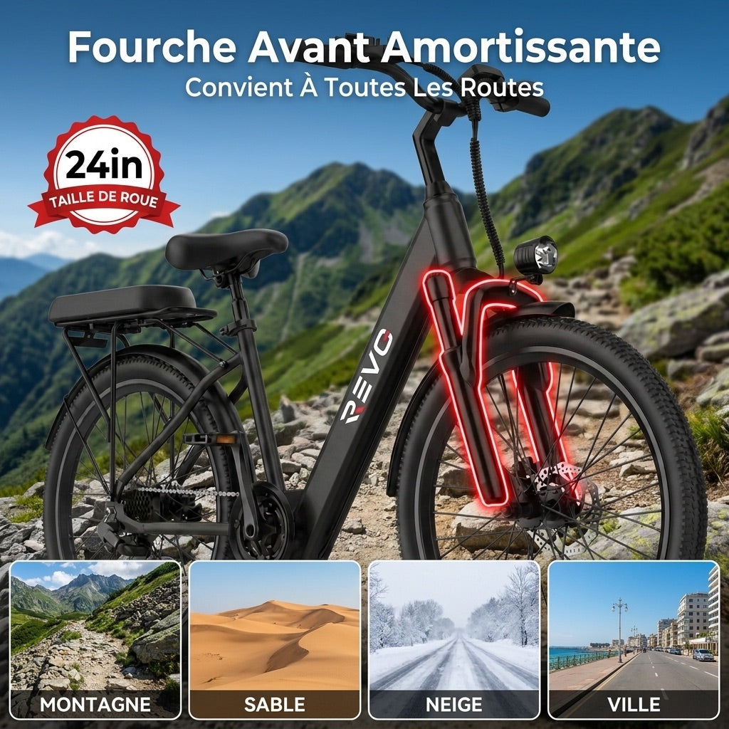 Electric Bicycle REVO Horizon 24 – 250 W – Range up to 40 km – Battery 36 V 10 Ah – 7 Speeds